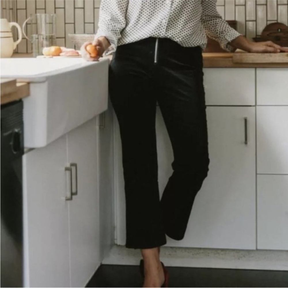 Jenni Kayne Pants Corduroy Zip Flare Ribbed in Black